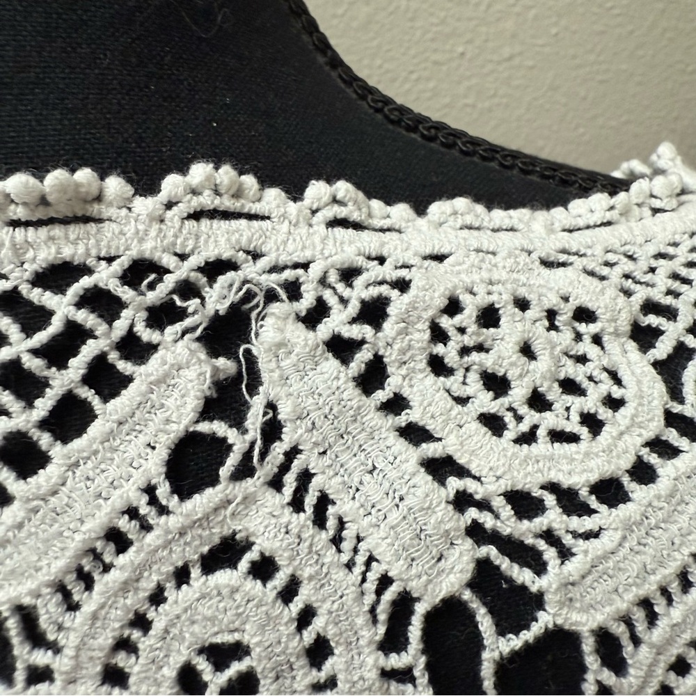 White Boho Crochet Lace Tunic Top | Sheer Festival Beach Cover Up M - Picture 4 of 6